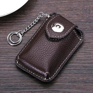 Men's Leather Small Key Wallet Cowhide Key Holder Pouch Organizer