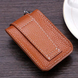 Men's Leather Small Key Wallet Cowhide Key Holder Pouch Organizer