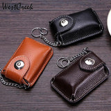 Men's Leather Small Key Wallet Cowhide Key Holder Pouch Organizer
