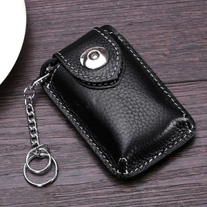 Men's Leather Small Key Wallet Cowhide Key Holder Pouch Organizer