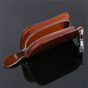 Leather Zipper Key Holder Wallet Key Case Bag