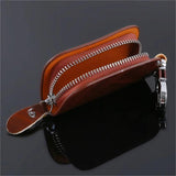 Leather Zipper Key Holder Wallet Key Case Bag
