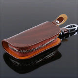Leather Zipper Key Holder Wallet Key Case Bag