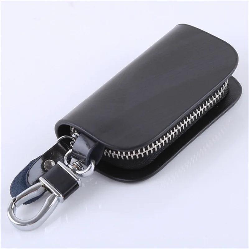 Leather Zipper Key Holder Wallet Key Case Bag