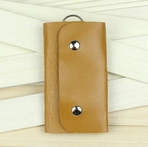 Portable Leather Key Holder Bag Car Keychain Wallet Solid Storage