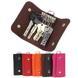 Portable Leather Key Holder Bag Car Keychain Wallet Solid Storage