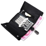 Leather Men Key Bag Wallet Keychain Three Fold Bag Key Holder Organizer