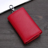 Leather Men Key Bag Wallet Keychain Three Fold Bag Key Holder Organizer
