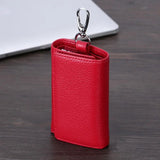 Leather Men Key Bag Wallet Keychain Three Fold Bag Key Holder Organizer