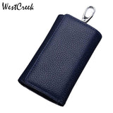 Leather Men Key Bag Wallet Keychain Three Fold Bag Key Holder Organizer