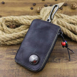 Vintage Leather Key Chain Wallet European Style Cowhide Car Key Case