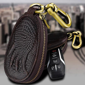 Leather Key Wallet Men Car Key Holder Zipper Case