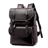 Men's Large-capacity PU Backpack School Laptop Travel Bag