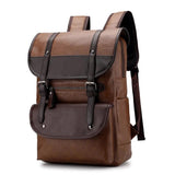 Men's Large-capacity PU Backpack School Laptop Travel Bag