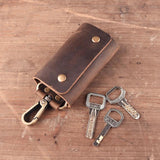 Leather Key Wallet Key Holder Case with 6 Key Ring
