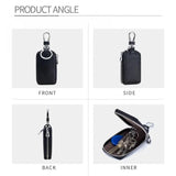 Leather Car Key Case Men's Cowhide Zipper Key Leather Case