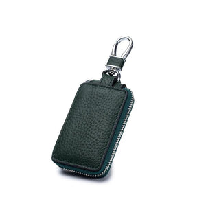 Leather Car Key Case Men's Cowhide Zipper Key Leather Case