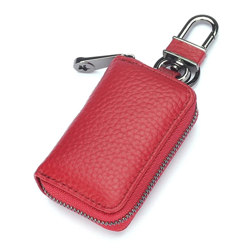 Mini Leather Zipper Key Holder Bag for Car Motors