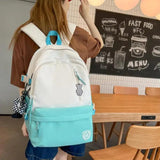 Panelled Pattern School Backpack Women's Large Capacity Casual Schoolbag Mochila