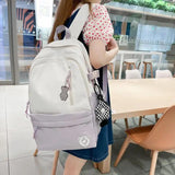 Panelled Pattern School Backpack Women's Large Capacity Casual Schoolbag Mochila