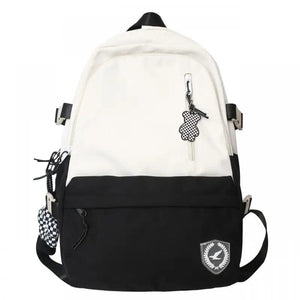 Panelled Pattern School Backpack Women's Large Capacity Casual Schoolbag Mochila