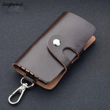 Leather Key Wallet Men Unisex Solid Pouch Keychain Holder Business Mini
