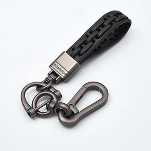 Vintage Braided Rope PU Leather Keychain Ring Holder