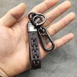 Vintage Braided Rope PU Leather Keychain Ring Holder