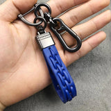 Vintage Braided Rope PU Leather Keychain Ring Holder