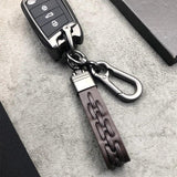 Vintage Braided Rope PU Leather Keychain Ring Holder