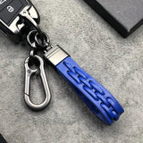 Vintage Braided Rope PU Leather Keychain Ring Holder