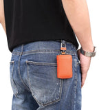 Men Leather Car Key Pack with Holder Zipper Bag Waterproof