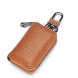 Men Leather Car Key Pack with Holder Zipper Bag Waterproof