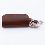 Leather Key Holder Housekeeper Keys Organizer Zipper Key Case Bag