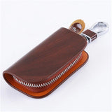 Leather Key Holder Housekeeper Keys Organizer Zipper Key Case Bag