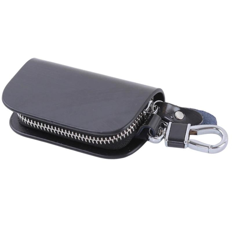 Leather Key Holder Housekeeper Keys Organizer Zipper Key Case Bag