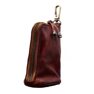 D0LF Vintage Leather Car Key Holder Zipper Wallet Organizer
