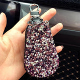Diamond PU Leather Car Key Cover for Girl Woman with Keycha