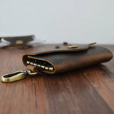 Vintage Leather Key Holder Wallet 6 Hooks - Men Key Housekeeper Bag