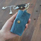 Vintage Leather Key Holder Wallet 6 Hooks - Men Key Housekeeper Bag