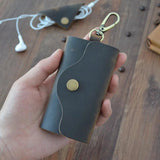 Vintage Leather Key Holder Wallet 6 Hooks - Men Key Housekeeper Bag