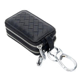 Men's Sheepskin Leather Keychain Wallet 2 Layers Zipper Pouch