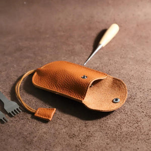 Retro Leather Drawstring Key Case Purse Organizer