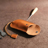 Retro Leather Drawstring Key Case Purse Organizer