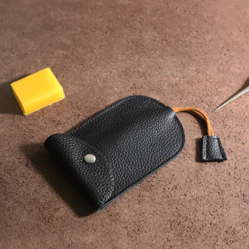 Retro Leather Drawstring Key Case Purse Organizer