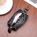 Men's Cowhide Car Key Bag Large Capacity Waist Hanging Key Wallet