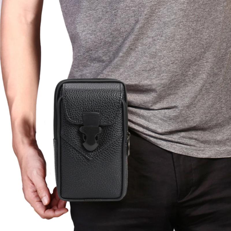 Men Multi-function PU Leather Fanny Waist Bag Casual Mobile Phone Purse Pocket