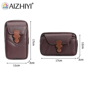 Men Multi-function PU Leather Fanny Waist Bag Casual Mobile Phone Purse