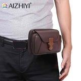 Men Multi-function PU Leather Fanny Waist Bag Casual Mobile Phone Purse
