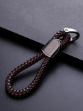 Hand Woven Leather Car Key Chain with Metal Clasp